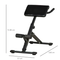 HOMCOM Banc de musculation pliable chaise romaine multifonctionnelle appareil de fitness et musculation pour dos abdominaux hauteur réglable hyper extension acier PU 100 x 57 x 72-85 cm noir(m-3)