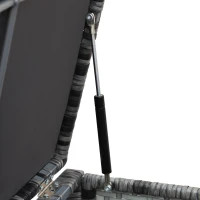 Outsunny 4 PCs Garden Rattan Wicker Outdoor Furniture Patio Corner Sofa Love Seat and Table Set with Cushions Side Desk Storage - Mixed Grey(m-8)