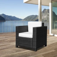 HOMCOM Fauteuil canape Salon de Jardin resine rotin Tresse Brun 1 Place(m-2)