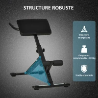 HOMCOM Banc de musculation pliable chaise romaine multifonctionnelle appareil de fitness et musculation pour dos abdominaux hauteur réglable hyper extension acier PU 100 x 57 x 72-85 cm noir(m-5)