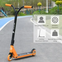 HOMCOM Stunt Scooter für Kinder über 14 Jahre alt Kick Scooter Fun Scooter mit Deck Gummigriffe Hinterradbremse ABEC-7 Kugellagern Aluminium Kunstleder Orange 68 x 46 x 84 cm(m-4)