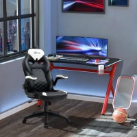 Vinsetto Chaise gaming fauteuil de bureau chaise gamer ergonomique hauteur réglable dossier inclinable accoudoir rabattable en cuir PU 64,5 x 68,5 x 110-120 cm noir et blanc(m-7)