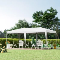 Outsunny 6 x 3m Pop Up Gazebo, Double Roof Foldable Canopy Tent, Wedding Awning Canopy w/ Carrying Bag, White(m-10)