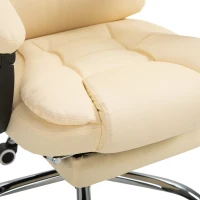 Vinsetto Fauteuil de bureau fauteuil manager grand confort dossier inclinable roulettes P.U 65 x 69 x 127 cm crème(m-9)