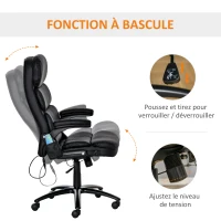 Vinsetto Fauteuil de bureau massant fauteuil bureau ergonomique grand confort hauteur réglable dossier inclinable télécommande filaire pivotante 360° noir(m-7)