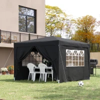 Outsunny Pop Up Gazebo Marquee, 3x3 m-Black(m-13)