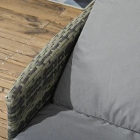 Outsunny 3-Pieces Rattan Sun Lounger, Patio Chaise Lounge Chair Set with Adjustable Backrest, Soft Cushions, Glass Top Table, Grey(m-8)