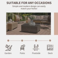 Outsunny Rattan Garden Furniture Coffee Table Patio Tempered Glass Mixed Brown(m-6)