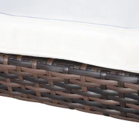 Ensemble Salon de Jardin 4 Places : canapé, 2 fauteuils et Table Basse Plateau Verre trempé résine tressée Imitation rotin Chocolat Coussins Blanc(m-7)