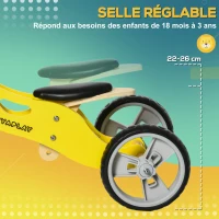 AIYAPLAY Draisienne tricycle en bois vélo d'équilibre 2 en 1 en forme d'animal avec selle réglable, pour les jeunes conducteurs, vélo d'équilibre léger pour enfants avec poignée portable, jaune(m-5)