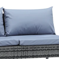 Outsunny 4 PCs Garden Rattan Wicker Outdoor Furniture Patio Corner Sofa Love Seat and Table Set with Cushions Side Desk Storage - Mixed Grey(m-11)