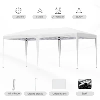 Outsunny 6 x 3m Pop Up Gazebo, Double Roof Foldable Canopy Tent, Wedding Awning Canopy w/ Carrying Bag, White(m-4)