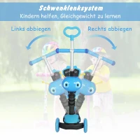 HOMCOM 5-in-1 Kinderroller Scooter Tretroller Cityroller Kinder Roller Kickboard Lenker Teleskoprohr höhenverstellbar Blau 62 x 25 x 72,5 cm(m-9)