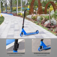 HOMCOM hulajnoga wyczynowa z ABEC-7 dla dzieci powyżej 14 lat hulajnoga z podestem gumowe uchwyty tylny hamulec aluminium PU kolor niebieski 68 x 46 x 84 cm(m-7)