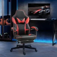 Vinsetto Fauteuil gaming gamer chaise de bureau ergonomique pivotante 360 ° hauteur dossier réglables repos-pieds rétractable 68 x 68 x 126 cm noir rouge(m-2)