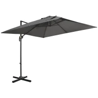 Outsunny 2.7 x 2.7 m Cantilever Parasol - Square Overhanging Umbrella with Cross Base, Crank Handle, Tilt, 360° Rotation and Aluminium Frame, Dark Grey(m-11)