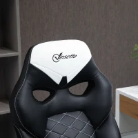 Vinsetto Chaise gaming fauteuil de bureau chaise gamer ergonomique hauteur réglable dossier inclinable accoudoir rabattable en cuir PU 64,5 x 68,5 x 110-120 cm noir et blanc(m-4)