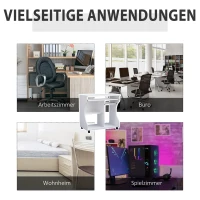 HOMCOM Schreibtisch mit Rollen 80 x 48 cm Computertisch Bürotisch mit Monitorständer, Tastaturablage, Ablage, PC Tisch für Home Office, Schlafzimmer Weiß(m-7)