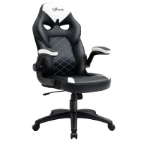 Vinsetto Chaise gaming fauteuil de bureau chaise gamer ergonomique hauteur réglable dossier inclinable accoudoir rabattable en cuir PU 64,5 x 68,5 x 110-120 cm noir et blanc(m-1)