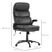 Vinsetto Fauteuil de bureau massant fauteuil bureau ergonomique grand confort hauteur réglable dossier inclinable télécommande filaire pivotante 360° noir(m-3)