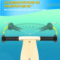 AIYAPLAY Draisienne tricycle vélo d'équilibre en bois 2 en 1 sans pédale pour enfants + 18 mois avec siège réglable 22-26 cm - bleu(m-6)