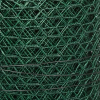 PawHut 1m x 25m Chicken Wire Mesh, Foldable PVC Coated Welded Garden Fence, Roll Poultry Netting, for Rabbits, Ducks, Geese - Dark Green(m-9)