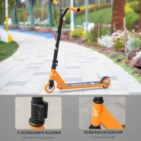 HOMCOM Stunt Scooter für Kinder über 14 Jahre alt Kick Scooter Fun Scooter mit Deck Gummigriffe Hinterradbremse ABEC-7 Kugellagern Aluminium Kunstleder Orange 68 x 46 x 84 cm(m-5)