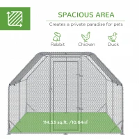 PawHut Chicken Run with Roof, Walk-In Chicken Coop for 10-12 Chickens, Hen House, Duck Pen, Outdoor 380 x 280 x 195cm(m-4)