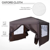 Outsunny Pop Up Gazebo Marquee, size (3m x3m)-Coffee(m-7)