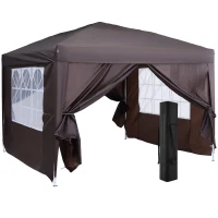 Outsunny Pop Up Gazebo Marquee, size (3m x3m)-Coffee(m-1)