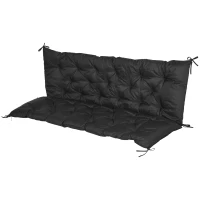 Outsunny 3 Seater Bench Cushion, Garden Chair Cushion with Back and Ties for Indoor and Outdoor Use, 98 x 150 cm, Black(m-11)