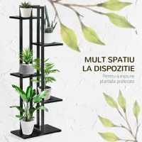 Outsunny Suport pentru Plante cu 5 Niveluri, Raft de Colt pentru Plante, Suport pentru Ghiveci, Organizator Decorativ(m-4)