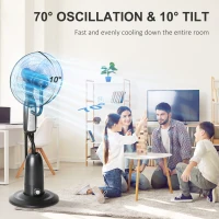 HOMCOM 18" Pedestal Fan with Water Mist Spray, Humidifying Misting Fan, Standing Fan with 3 Speeds, 2.8L Water Tank, Timer and Remote, Black(m-5)