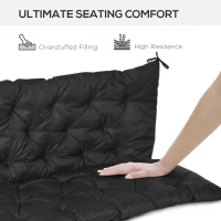 Outsunny 3 Seater Bench Cushion, Garden Chair Cushion with Back and Ties for Indoor and Outdoor Use, 98 x 150 cm, Black(m-5)