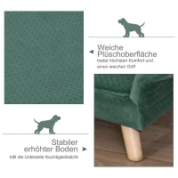 PawHut Haustiersofa Hundesofa Hundebett für Katzen Hunde mit Holländischer Samt Schaumstoff Birke Bein 73 x 58 x 37 cm Hellgrün(m-7)