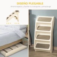 PawHut Escalón para Perros Gatos Portátil con Alfombras Antideslizantes para Cama Sofá Carga 20 kg 62x38x49,5 cm Beige(m-4)