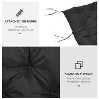 Outsunny 3 Seater Bench Cushion, Garden Chair Cushion with Back and Ties for Indoor and Outdoor Use, 98 x 150 cm, Black(m-6)