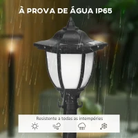 Outsunny Conjunto de Candeeiros Solar Candeeiros LED com Energia Solar Impermeabilidade IP65 Sensor de Noite  314x14x60 cm Preto(m-6)