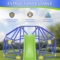 AIYAPLAY Cúpula de Escalada con Tobogán para Interior y Exterior para Niños de 3-10 Años 243x177x90 cm Azul y Verde(m-7)