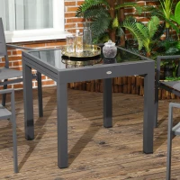 Outsunny Mesa de Jardim Extensível de Alumínio com Bancada de Vidro Temperado 160x80x75 cm Preto(m-7)