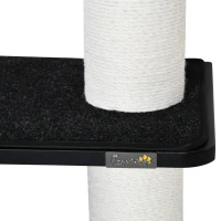 PawHut Árbol para Gatos de Pared con 3 Plataformas Cojín Extraíble y 2 Postes Rascadores de Sisal Torre para Escalar 63x28x93,5 cm Negro y Blanco(m-9)