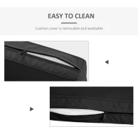 Outsunny 2 Piece Garden Chair Cushions with 1 Seat Cushion 1 Back Pad for Rattan Sofa Chair, Outdoor Seat Pads for Indoor and Outdoor Use, Black(m-6)