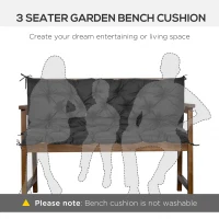 Outsunny 3 Seater Bench Cushion, Garden Chair Cushion with Back and Ties for Indoor and Outdoor Use, 98 x 150 cm, Black(m-7)