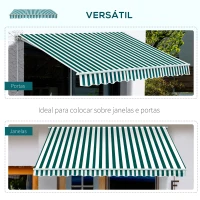 Outsunny Toldo Manual Dobrável de Alumínio Toldo para Varanda com Ângulo Ajustável e Manivela 295x250 cm Verde e Branco(m-6)