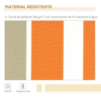 Outsunny Toldo Retrátil com Manivela Toldo de 300x200cm com Braço Articulado de Alumínio e 280 g/m² Laranja e Branco(m-5)