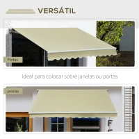 Outsunny Toldo Manual Dobrável de Alumínio com Ângulo Ajustável e Manivela para Exterior Jardim 295x250 cm Bege(m-7)