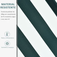 Outsunny Toldo Manual Dobrável de Alumínio Toldo para Varanda com Ângulo Ajustável e Manivela 295x250 cm Verde e Branco(m-4)