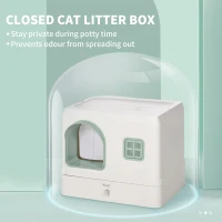 PawHut Cat Litter Box, Hooded Cat Litter Tray, with Drawer Pan, Scoop, Deodorants(m-5)