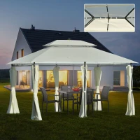 Altana ogrodowa 4 x 3 m pawilon namiot ogrodowy z oświetleniem LED stal poliester(m-4)