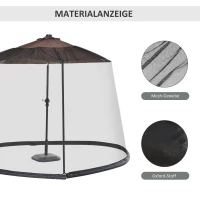 Outsunny Moskitiera, osłona na muchy, osłona przed insektami na parasol, czarna, Ø 3 x wys. 2,3 m(m-5)